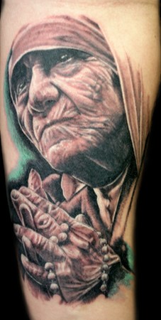 Randy Prause - Mother Theresa Portrait Tattoo